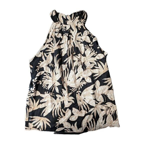 NWT Nicole Miller Halter Top Black Linen Women's Small - Picture 1 of 5